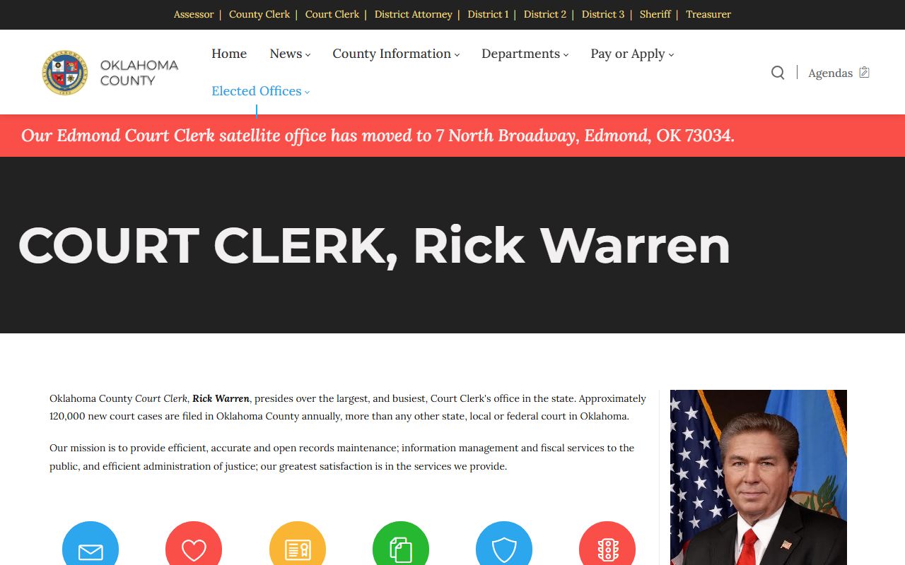 Oklahoma County Court Clerk website for Midwest City dissolution of marriage