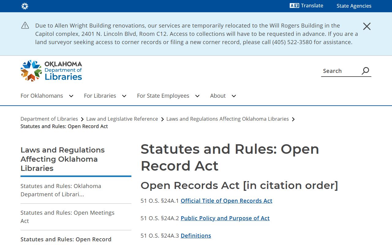 Oklahoma Open Records Act dissolution of marriage access information